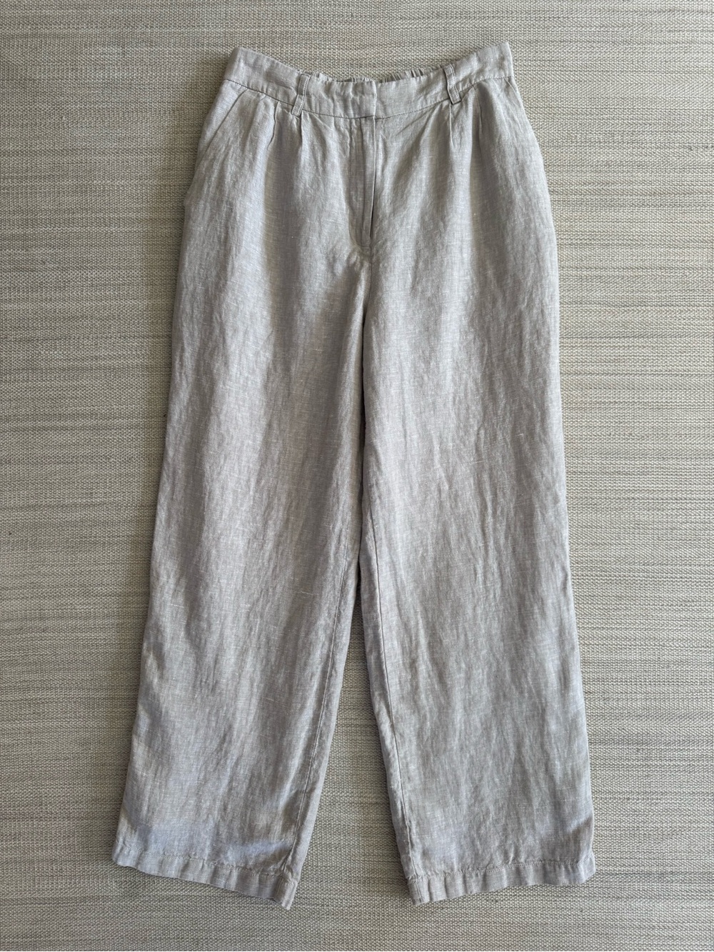 Quince 100% Linen beige straight leg relaxed lined trouser pants women’s size 4